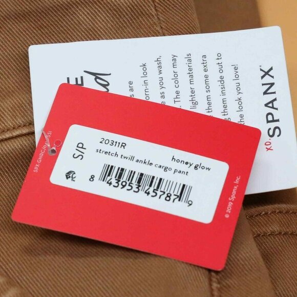 NWT!  Spanx Stretch Twill Ankle Cargo Pants in Honey Glow size XS/S - Picture 4 of 7